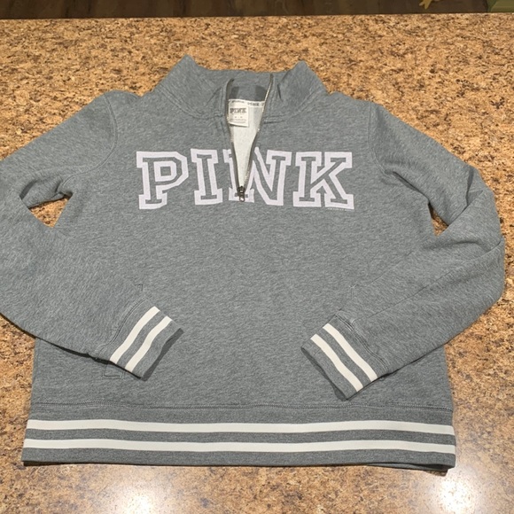 PINK Victoria's Secret Tops - EUC VICTORIA SECRET PINK PULLOVER SWEATSHIRT 1/4 ZIP MEDIUM GRAY